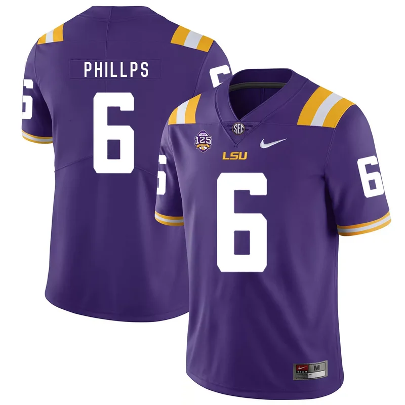 LSU Tigers 55 Jarell Cherry Purple College Jersey - Image 5
