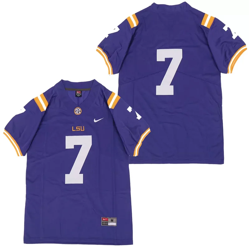 LSU Tigers 7 Patrick Peterson Purple College Jersey - Image 3