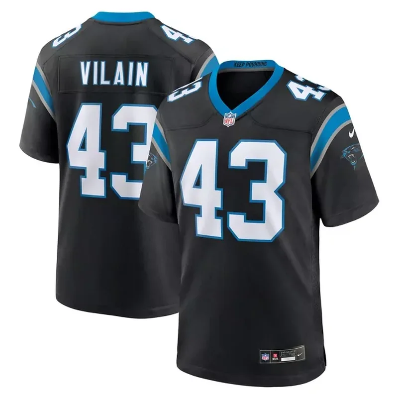 Mike Strachan Carolina Panthers Game Jersey Black - Image 2