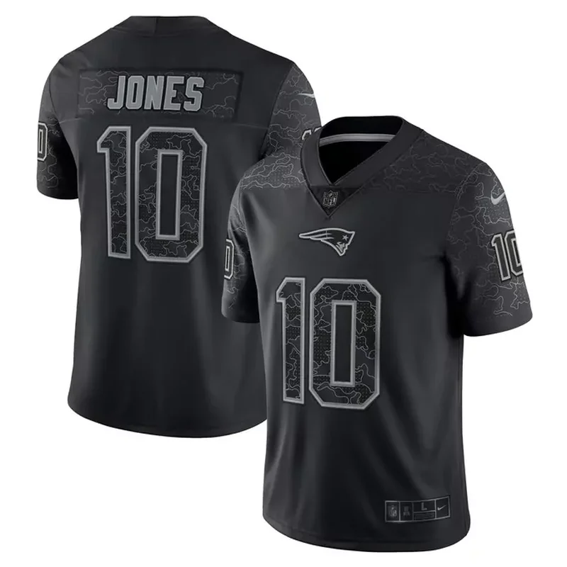 Mac Jones New England Patriots RFLCTV Jersey Black