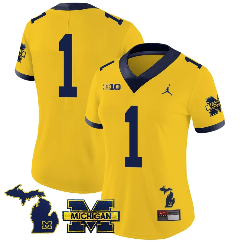 Maize #1 Team michigan wolverines 2023 special jersey all stitched