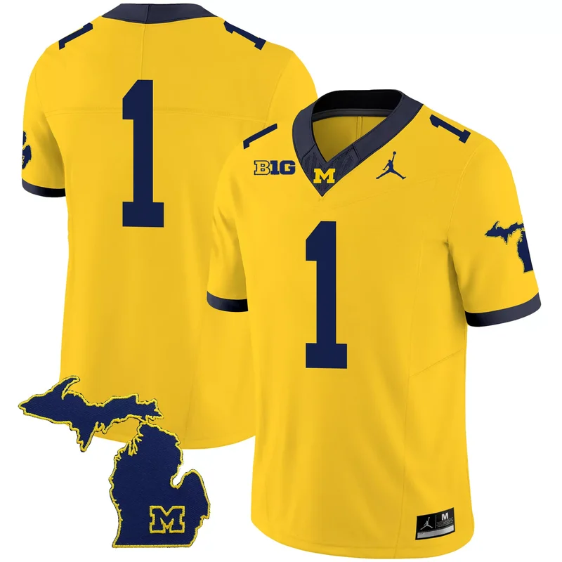 Maize #1 Team michigan wolverines 2023 special jersey v3 all stitched - Image 5