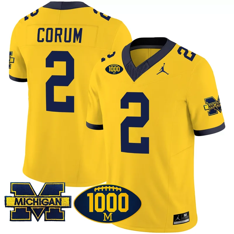 Black Gold Blake Corum michigan wolverines Gold split jersey all stitched - Image 3