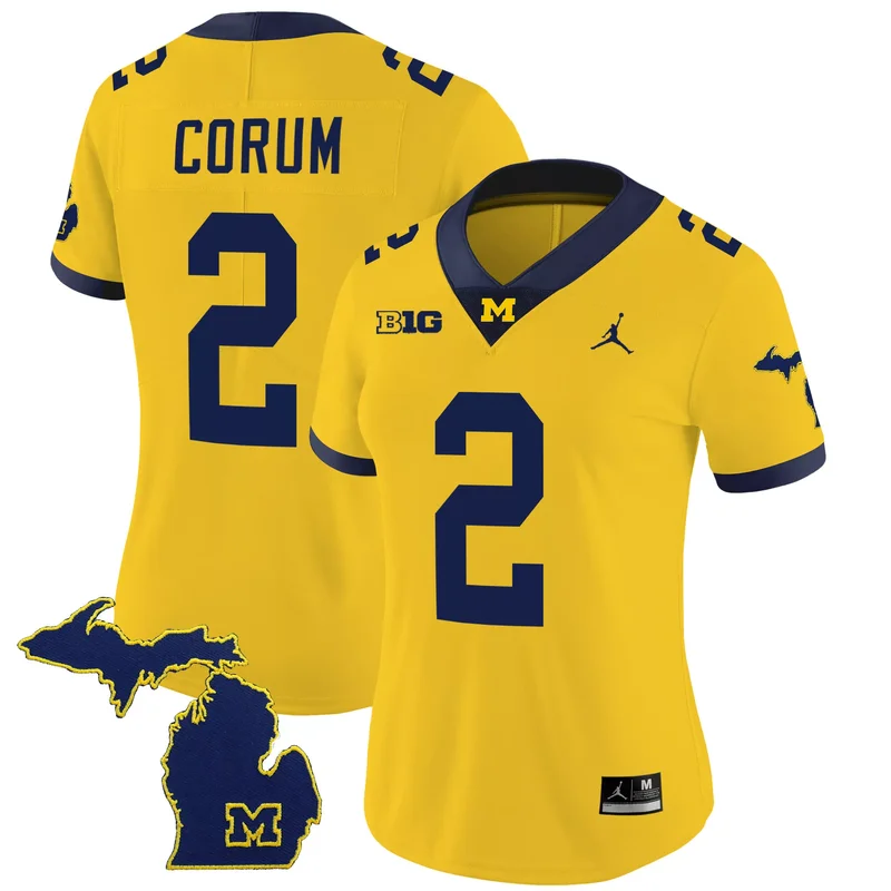 Black Gold Blake Corum michigan wolverines Gold split jersey all stitched - Image 5