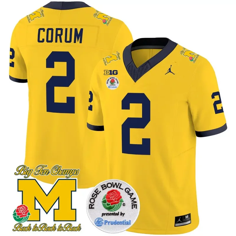 Navy Alternate #1 Team michigan wolverines tm42 patch jersey all stitched - Image 5