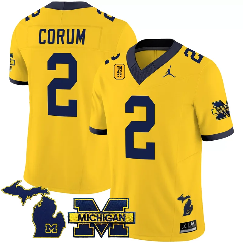 Maize Blake Corum michigan wolverines tm42 patch jersey all stitched