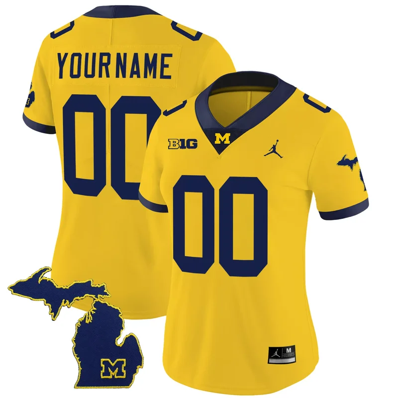 Black michigan wolverines 2024 vapor Gold custom jersey all stitched - Image 2