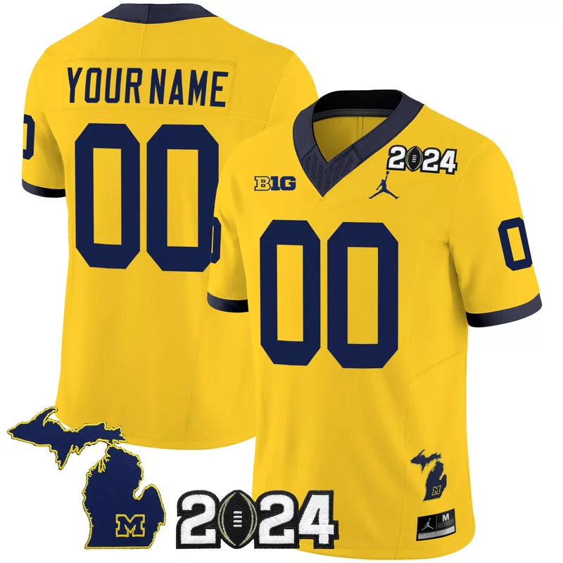 Maize michigan wolverines 2024 vapor custom jersey all stitched