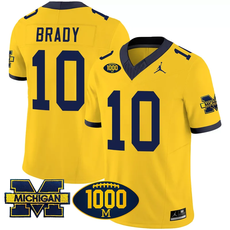 Black Gold Tom Brady michigan wolverines Gold split jersey all stitched - Image 2