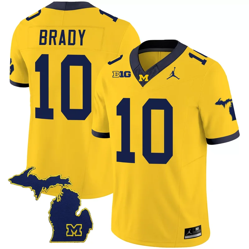 Maize Tom Brady michigan wolverines 2023 special jersey v2 all stitched