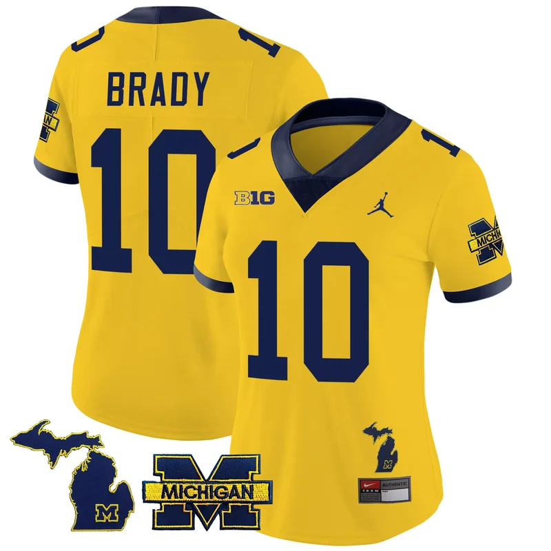 Black Gold Tom Brady michigan wolverines Gold split jersey all stitched - Image 5