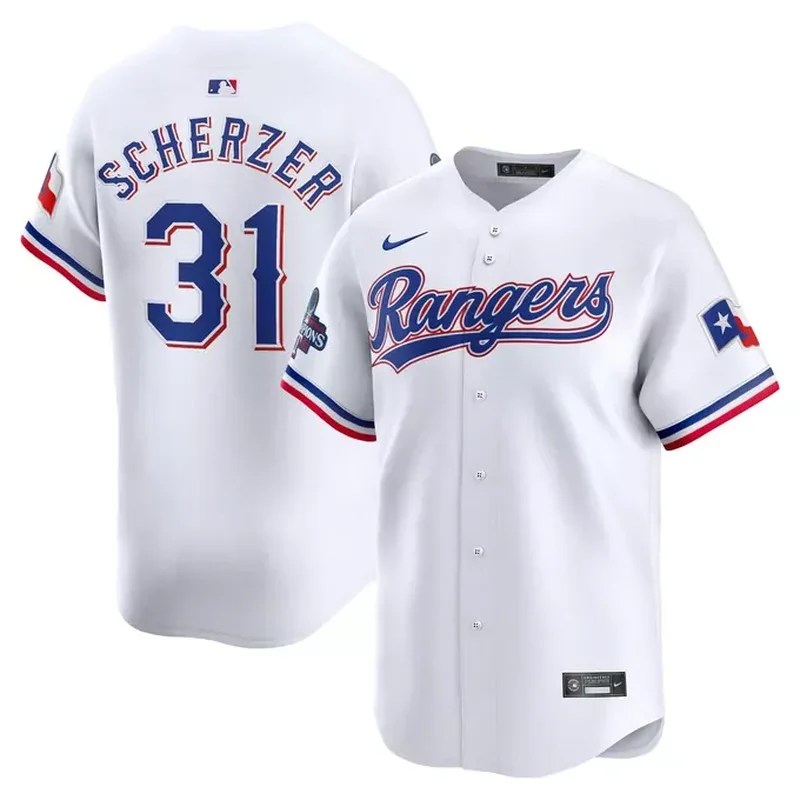 Max Scherzer Texas Rangers Home 2023 World Series Champions Jersey White