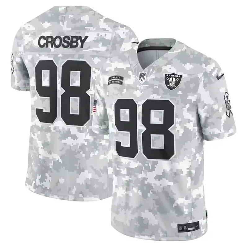 Maxx Crosby Las Vegas Raiders 2024 Salute to Service Jersey Arctic Camo