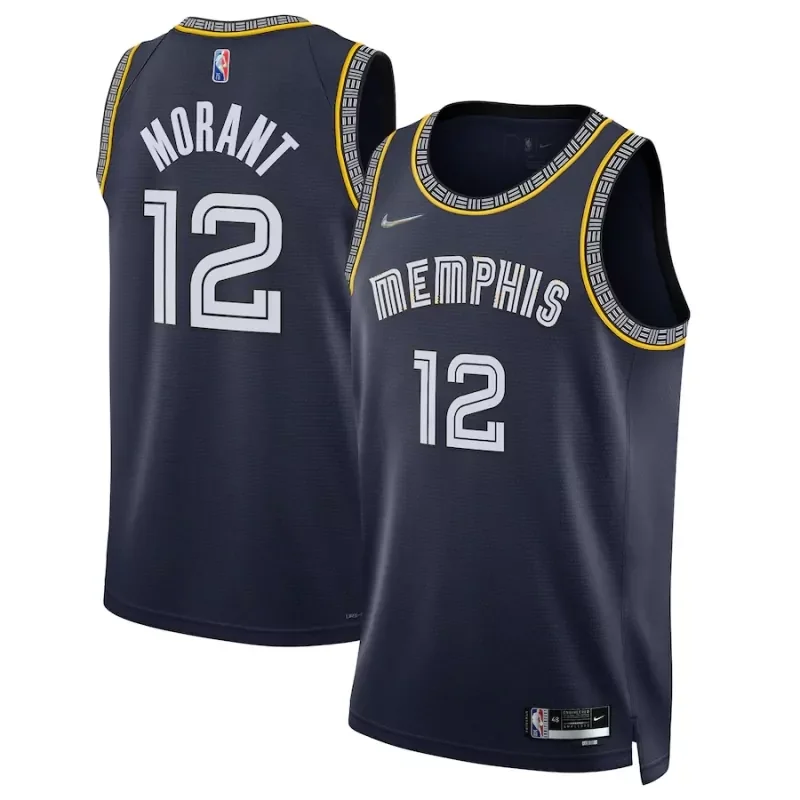 memphis grizzlies #12 ja morant 21 22 New season new styles 12 City Edition 3D logo City Edition Dark Blue Basketball jersey