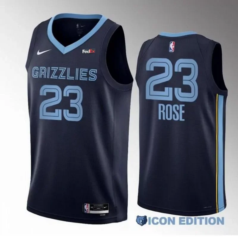 memphis grizzlies #23 derrick rose navy Icon edition stitched Basketball jersey