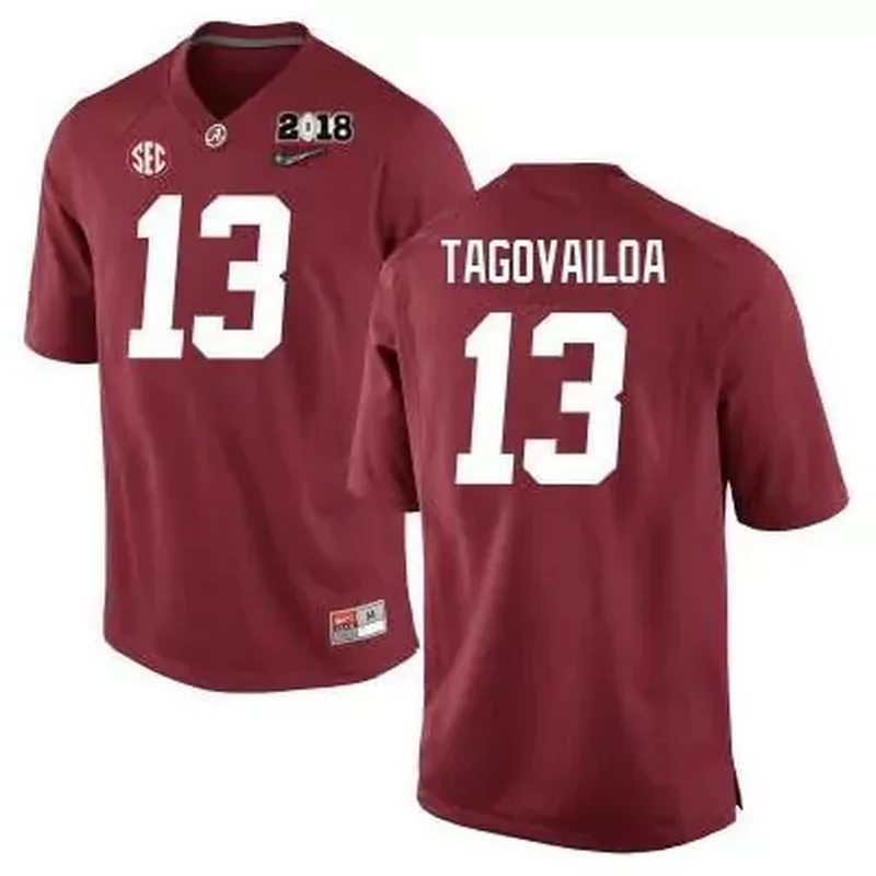 Men's Alabama Crimson Tide Custom Red 2018 Patch Stitched Jersey
