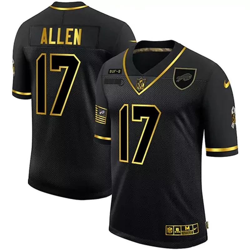 Men's Buffalo Bills #17 Josh Allen 2020 Black/Gold Salute To Service Stitched Jersey