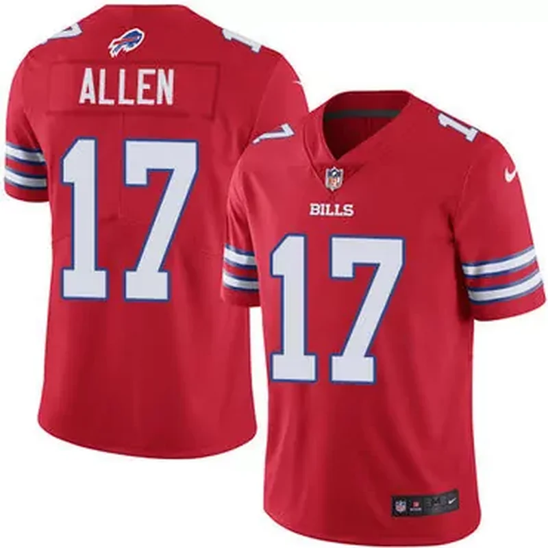 Men's Buffalo Bills #17 Josh Allen Red Stitched Rush Jersey