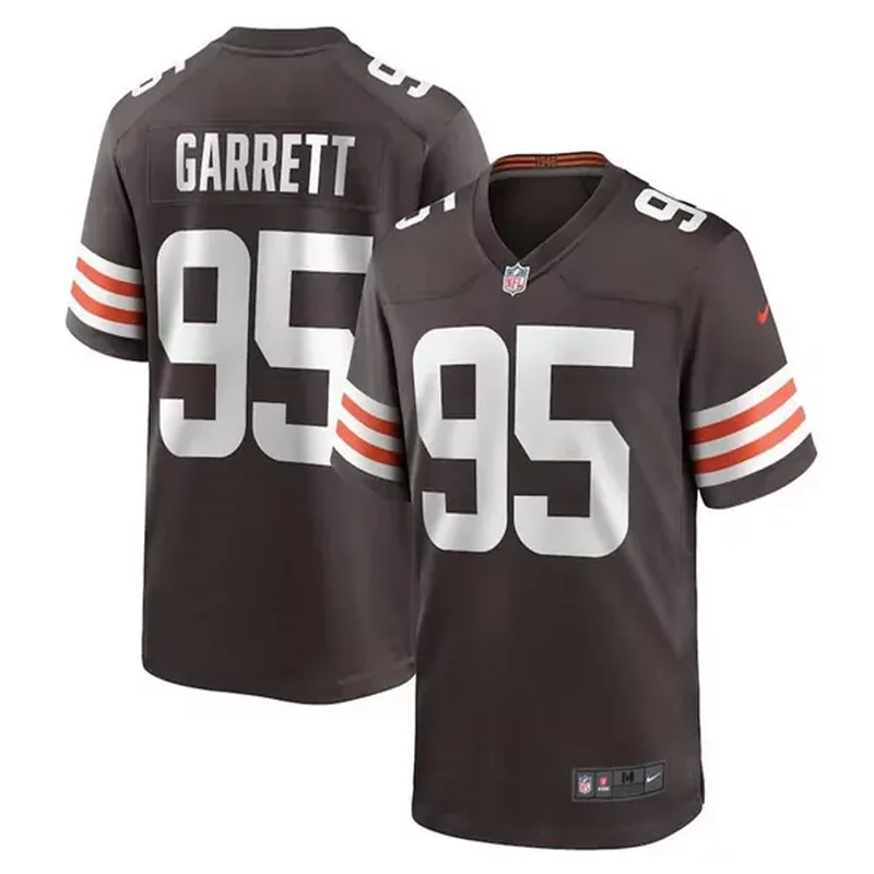 Men's Cleveland Cleveland Browns #95 Myles Garrett Brown 2023 F.U.S.E. With Jim Brown Memorial Patch and 4-Star C Patch Vapor Untouchable Stitched Jersey - Image 4