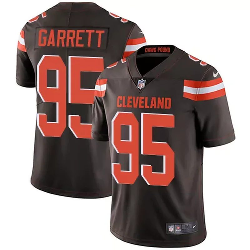 Men's Cleveland Cleveland Browns #95 Myles Garrett Brown 2023 F.U.S.E. With Jim Brown Memorial Patch and 4-Star C Patch Vapor Untouchable Stitched Jersey - Image 5