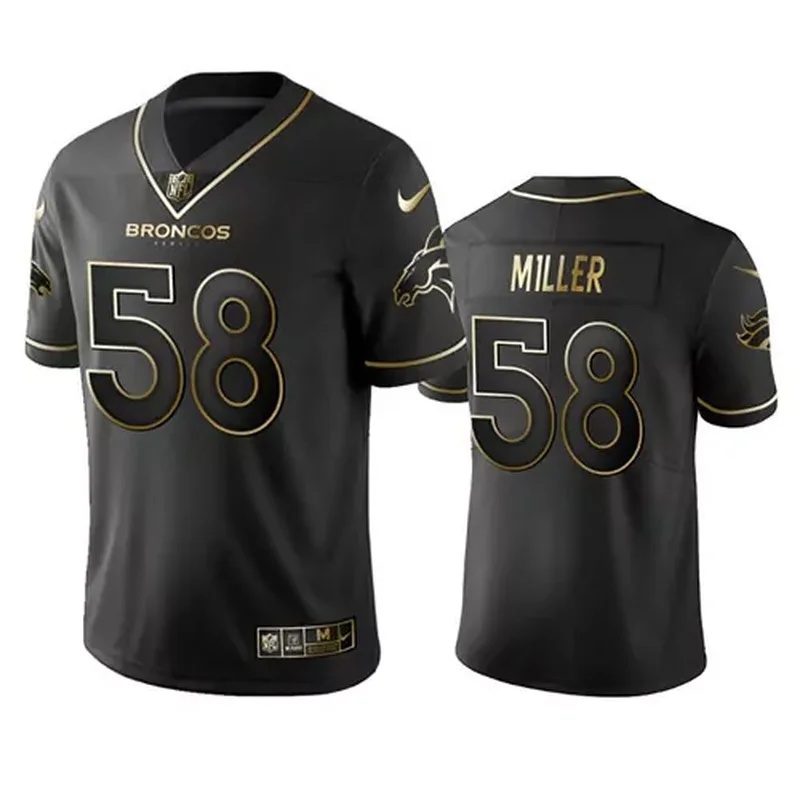 Men's Denver Broncos #58 Von Miller 2019 Black Gold Edition Stitched Jersey - Image 2