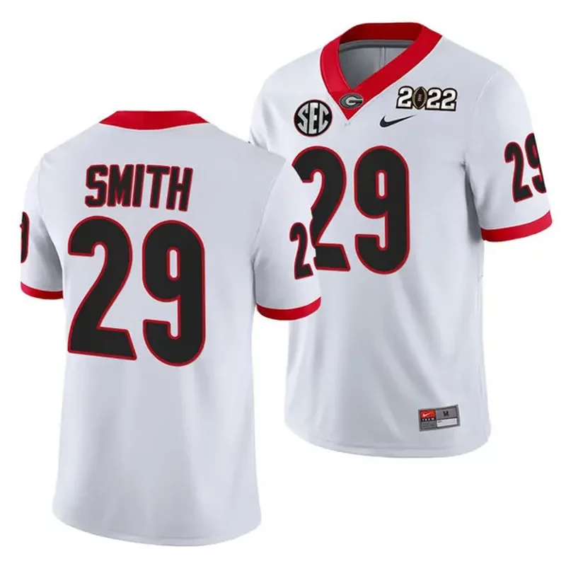 Men's Georgia Bulldogs #29 Christopher Smith 2022 Patch Red College Football Stitched Jersey - Image 2