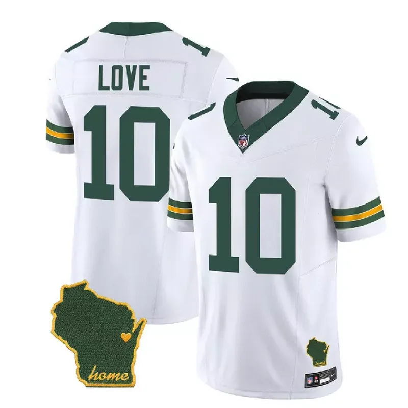 Men's Green Bay Packers #10 Jordan Love Green/White 2023 F.U.S.E. Home Patch Vapor Untouchable Stitched Jersey - Image 3