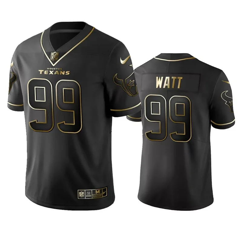 Men's Houston Texans #99 J.J. Watt Black 2019 Golden Edition Stitched Jersey