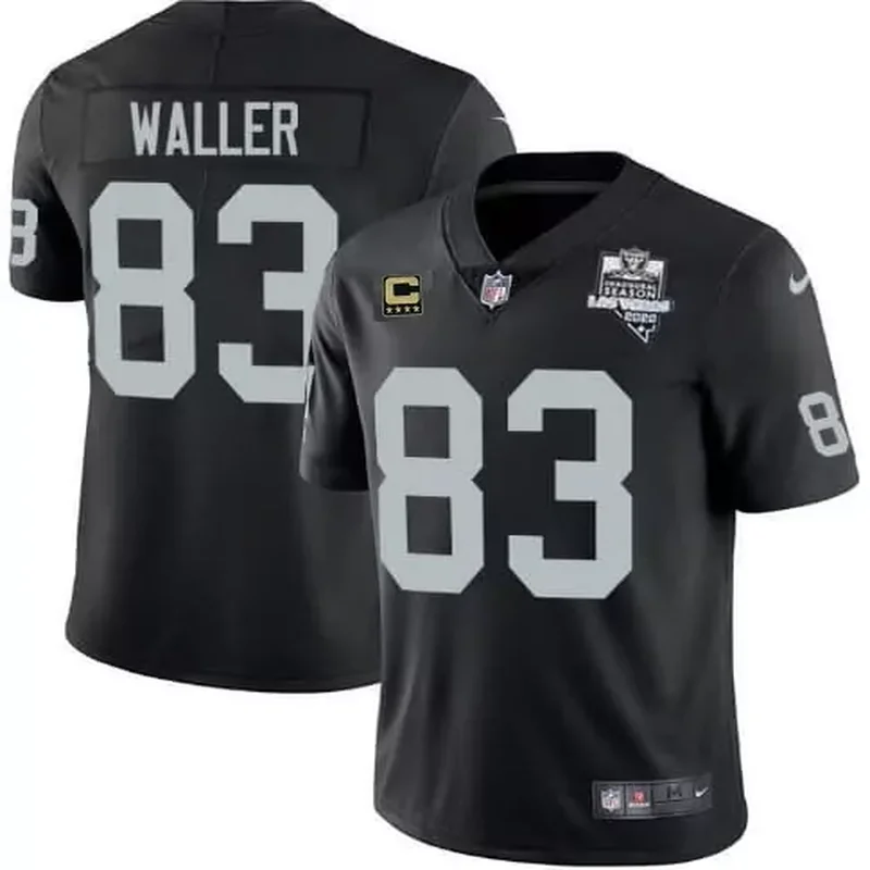 Men's Las Vegas Raiders #83 Darren Waller Black 2020 Inaugural Season With C Patch Vapor Stitched Jersey