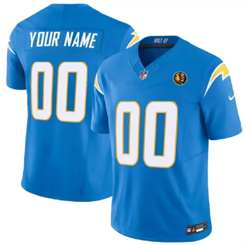 Men's Los Angeles Chargers Custom Black Reflective Stitched Jersey - Image 2