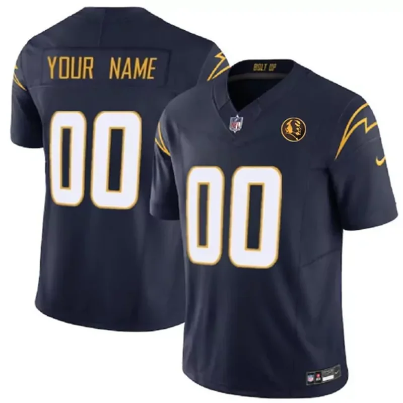 Men's Los Angeles Chargers Custom Black Reflective Stitched Jersey - Image 3