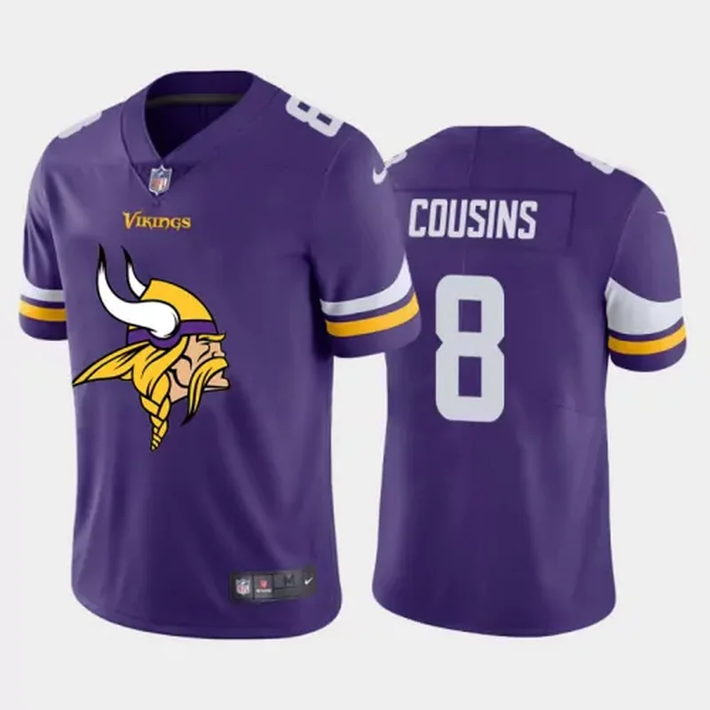 Mens Minnesota Vikings #8 Kirk Cousins Purple 2020 Team Big Logo Stitched NFL Jersey
