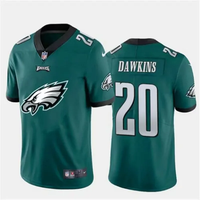 Mens Philadelphia Eagles #20 Brian Dawkins Green 2020 Team Big Logo Stitched Jersey