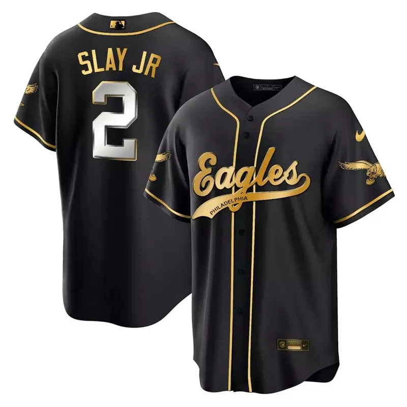 Miles Sanders Black EAGLES KELLY GREEN BASEBALL JERSEY ALL STITCHED - Image 4