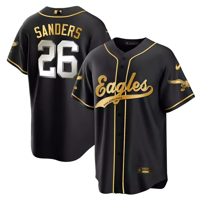 Miles Sanders Black EAGLES KELLY GREEN BASEBALL JERSEY ALL STITCHED - Image 5