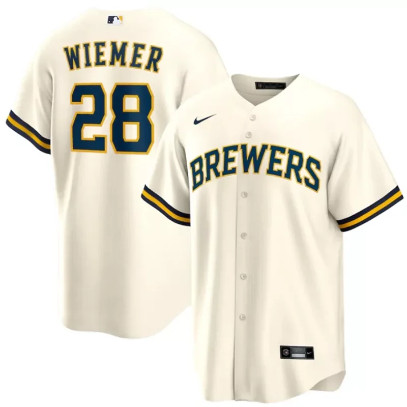 Milwaukee Brewers #12 Rhys Hoskins Home Men Player Cream Baseball jersey - Image 2