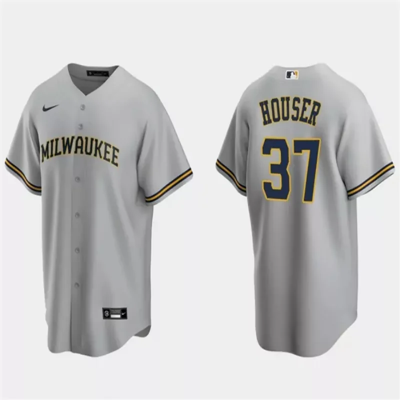 milwaukee brewers #37 adrian houser grey cool base stitched Baseball jersey