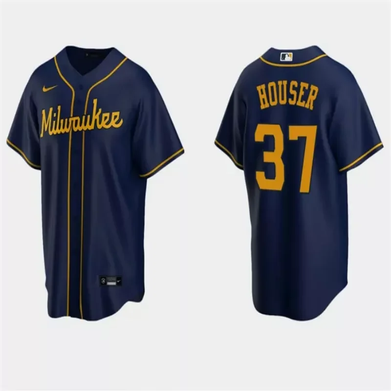 milwaukee brewers #37 adrian houser grey cool base stitched Baseball jersey - Image 2