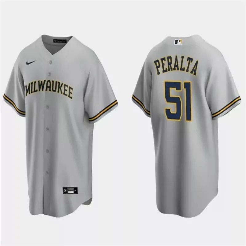 milwaukee brewers #51 freddy peralta white cool base stitched Baseball jersey - Image 5
