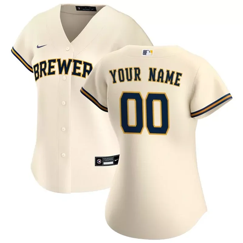 Milwaukee Brewers Womens Home Custom Jersey Cream