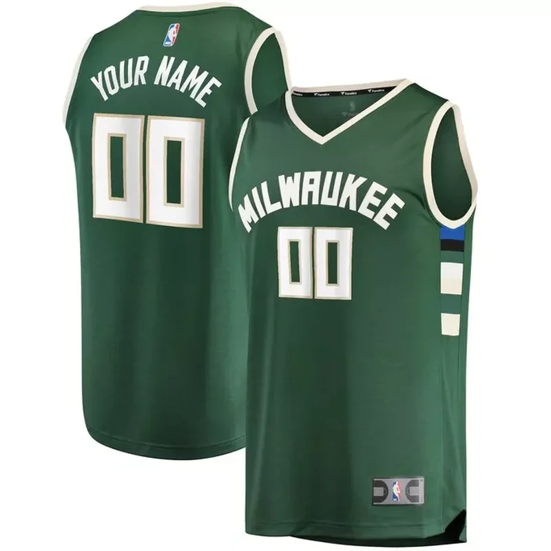 Milwaukee Bucks Fast Break Custom Jersey Hunter Green Icon Edition