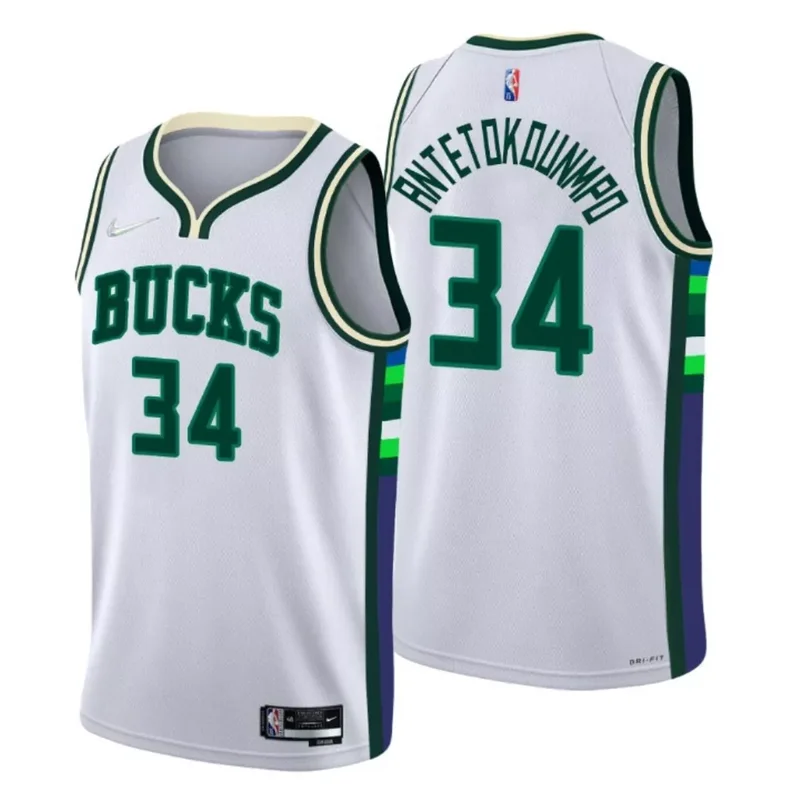 Milwaukee Bucks Giannis Antetokounmpo #34 NBA Basketball City White Jersey Bucks Fans