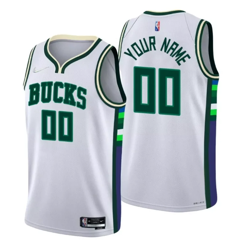 Milwaukee Bucks NBA Basketball City White Jersey Gift With Custom Name Number For Bucks Fans