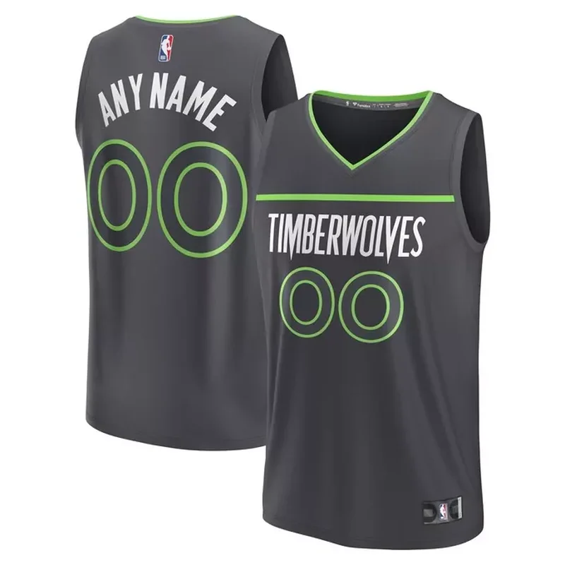 Minnesota Timberwolves Custom Fast Break Jersey Statement Edition Black - Image 3
