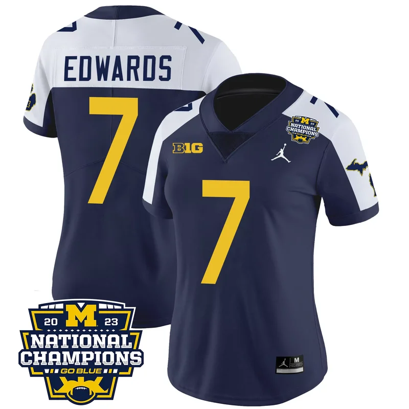 Black Gold J.J. McCarthy michigan wolverines 2023 national champions patch Gold jersey v2 all stitched - Image 5
