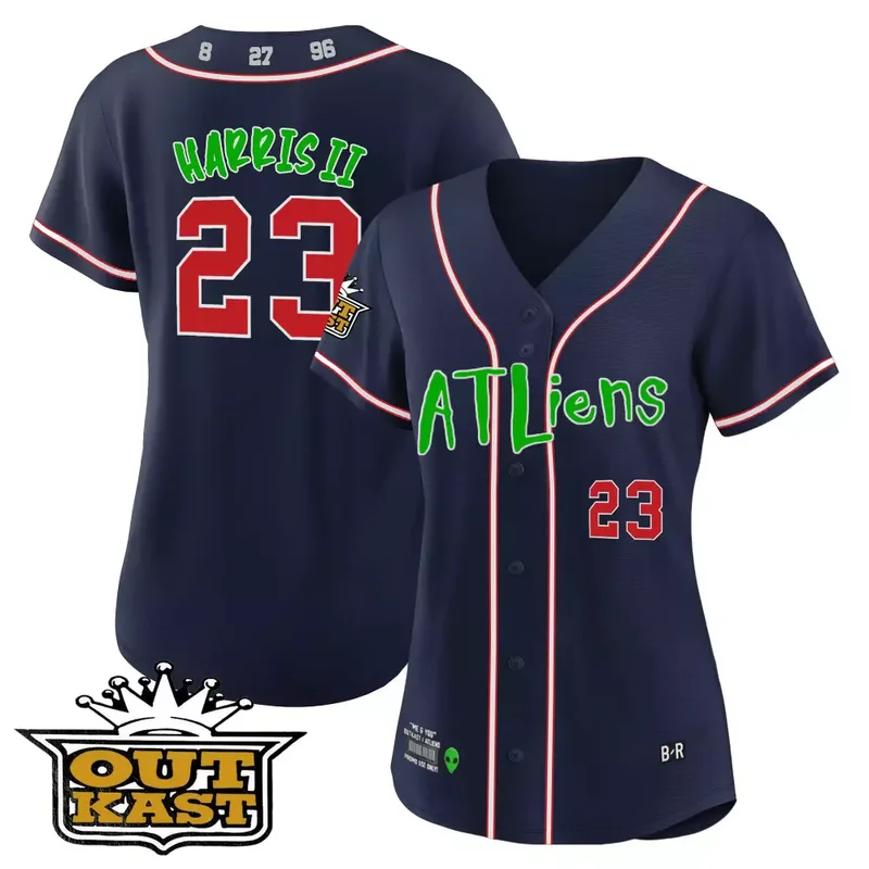 Navy Austin Riley Atlanta Braves Atliens Jersey All Stitched - Image 4