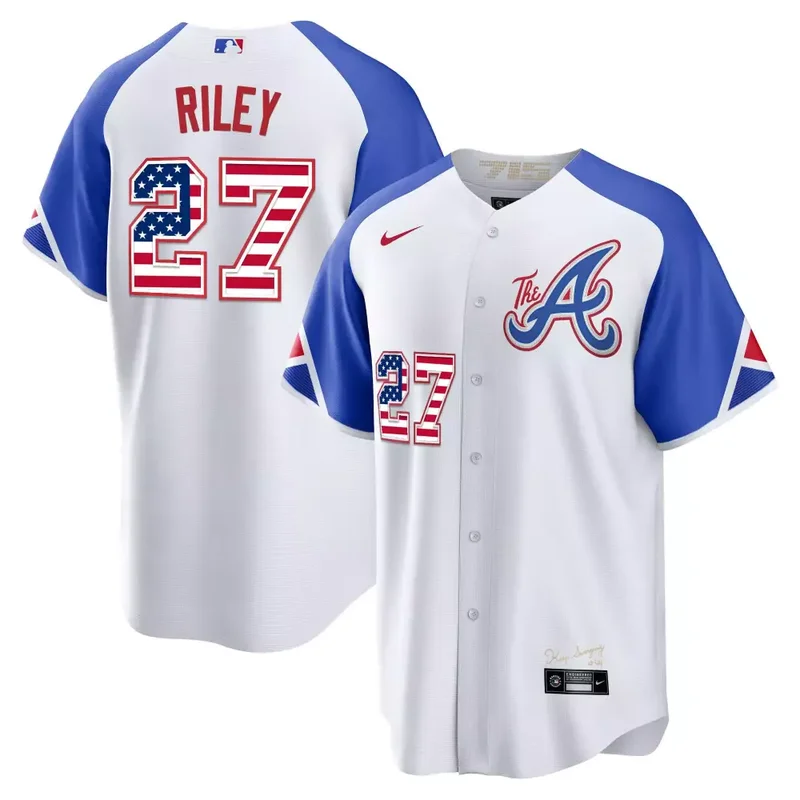 Navy Gold Team Atlanta Braves The A Gold Flag Cool Base Jersey All Stitched - Image 4