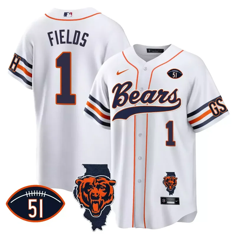 Navy Jaquan Brisker Bears Illinois Patch Baseball Jersey All Stitched - Image 5