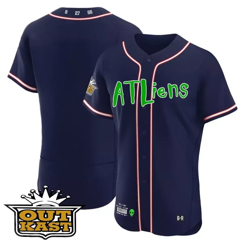 Navy Matt Olson Atlanta Braves Atliens Flex Base Jersey All Stitched - Image 4