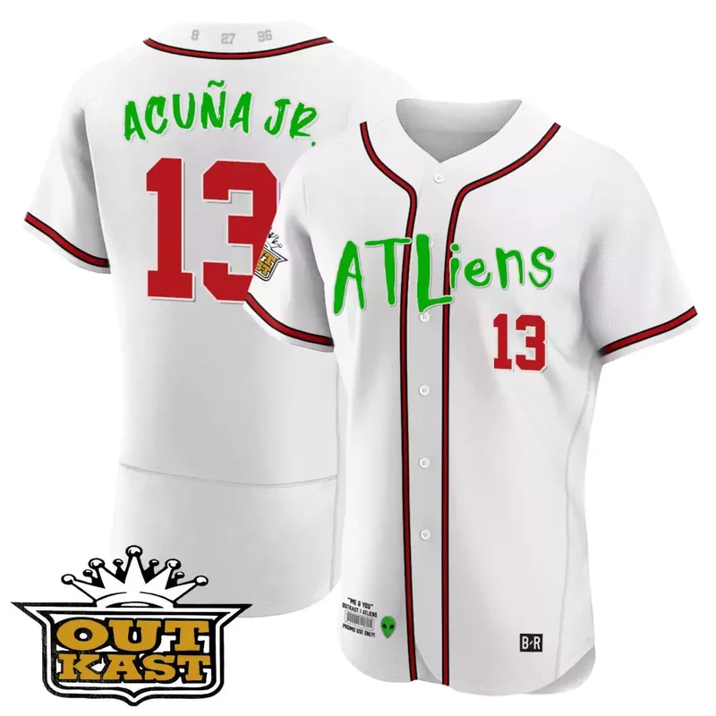 Navy Matt Olson Atlanta Braves Atliens Flex Base Jersey All Stitched - Image 5